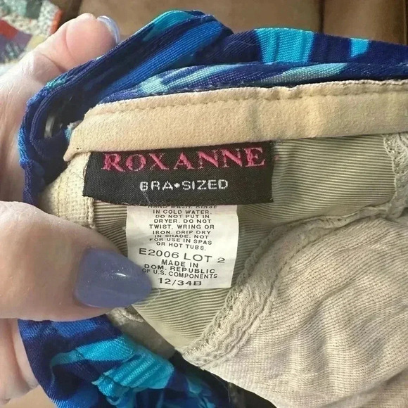 Women’s Roxanne Bra Sized Blue Floral One Pieces Swimsuit Size 12/34B - Picture 4 of 5